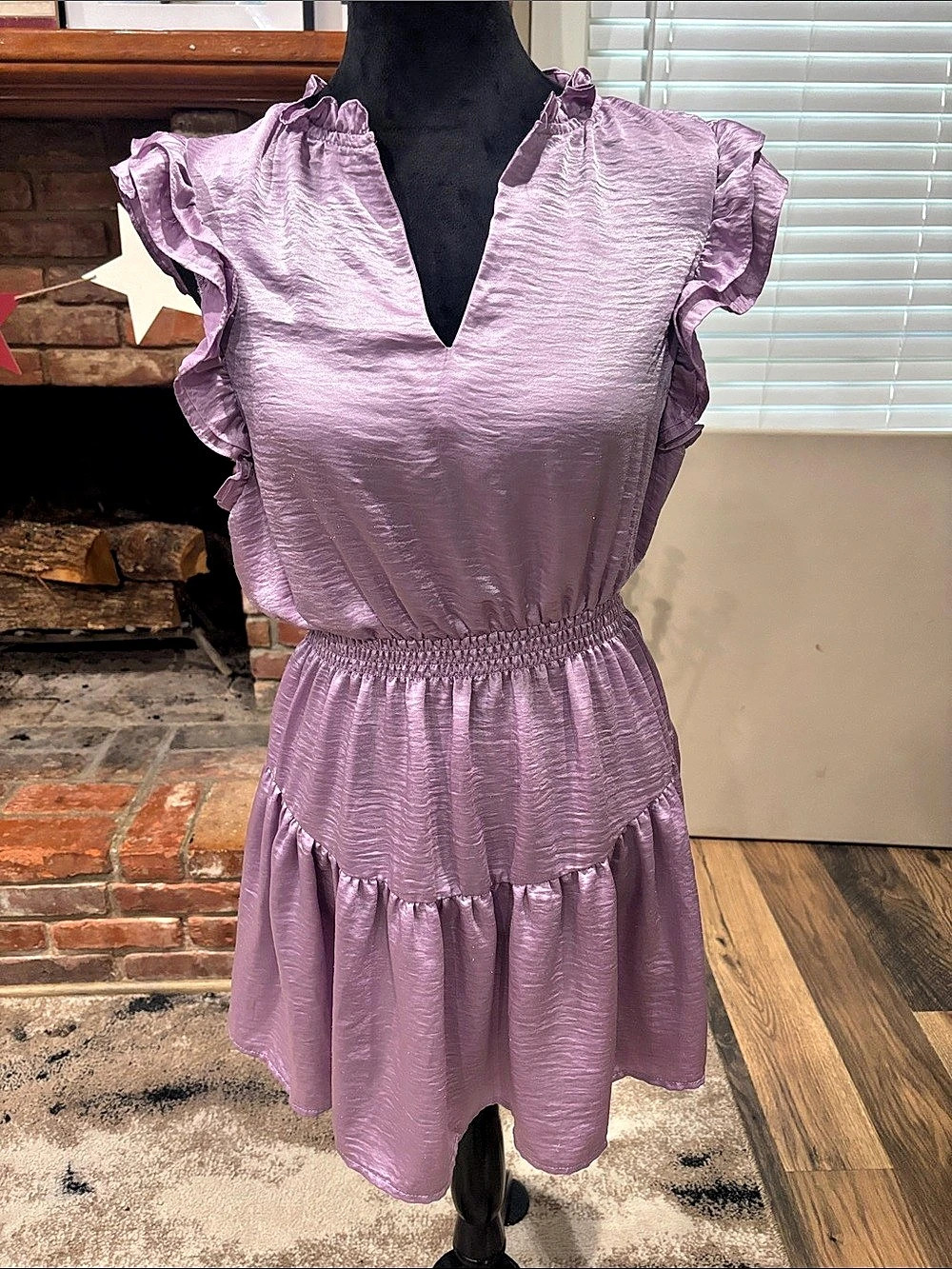 Steve Madden Ruffle Mini Dress in Purple Size Medium Like New